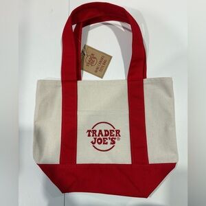 Trader Joe’s Mini Canvas Tote- NWT- Red